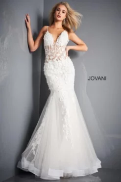 Jovani 02841 Sheer Floral Mermaid Dress