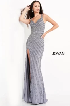Jovani 04539 Asymmetrically Beaded Gown