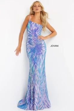 Jovani 05664 One Shoulder Sequin Design Gown