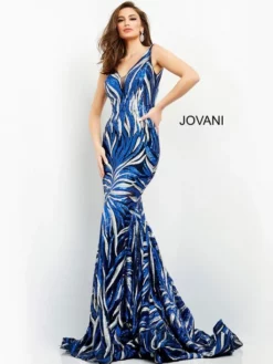 Jovani 06153 Sequin Pattern Fitted Gown