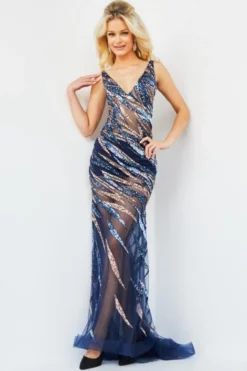 Jovani 06790 Striking Sheer Sequin Gown