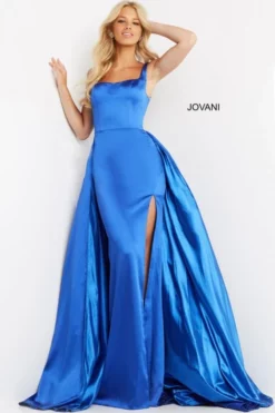 Jovani 07440 Satin Gown With Overskirt