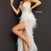 Jovani 07591 Sheer Gown With Feather Skirt