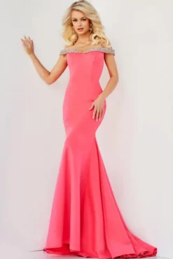 Jovani 08436 Crystal Off Shoulder Gown