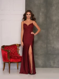 Dave And Johnny 10047 Lace High Slit Prom Dress