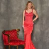 Dave And Johnny 10716 Red Scoop Back Prom Dress -Outlet Prom Dresses Store 10716 Dave and Johnny Prom Dress S23