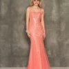 Dave And Johnny 10939 Shimmering Coral Prom Dress