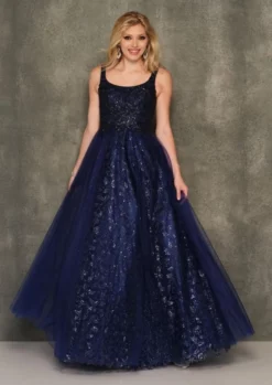 Dave And Johnny 11008 Navy Prom Ball Gown