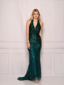 Dave And Johnny 11038 Emerald Halter Prom Dress