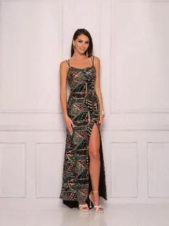 Dave And Johnny 11043 Black Print Prom Dress
