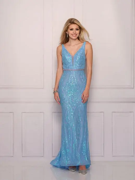 Dave And Johnny 11104 Blue V-Back Prom Dress 3 Dave And Johnny 11104 Blue V-Back Prom Dress