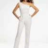 Ashley Lauren 11158 One Shoulder Beaded Jumpsuit