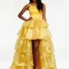 Ashley Lauren 11159 High Low One Shoulder Ruffle Gown -Outlet Prom Dresses Store 11159 Ashley Lauren Prom Dress S22 508x705