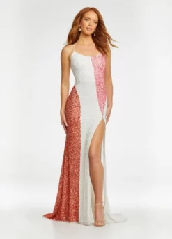 Ashley Lauren 11160 Funky Sequin Color Block Prom Dress