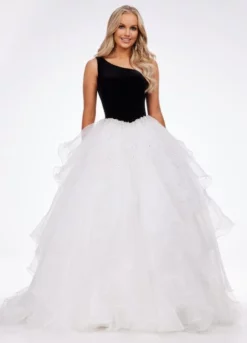 Ashley Lauren 11165 Elegant Velvet And Organza Ball Gown