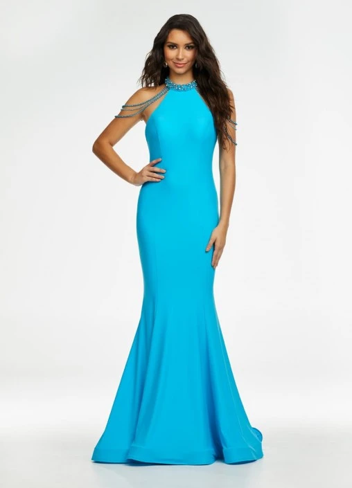 Ashley Lauren 11170 High Halter Draped Sleeve Prom Dress 3 Ashley Lauren 11170 High Halter Draped Sleeve Prom Dress