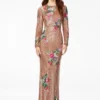 Ashley Lauren 11203 Beaded Floral Long Sleeve Gown -Outlet Prom Dresses Store 11203 Ashley Lauren Dress F22 508x705