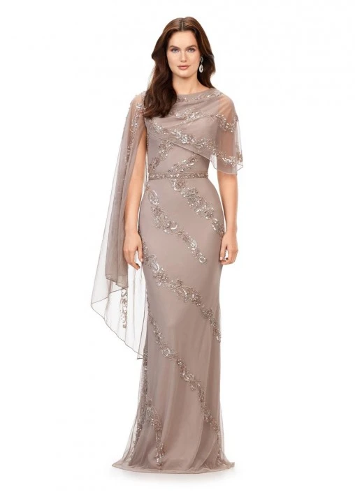 Ashley Lauren 11213 Beaded Gown With Sheer Scarf 3 Ashley Lauren 11213 Beaded Gown With Sheer Scarf