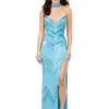Ashley Lauren 11259 Art Deco Beaded Fringe Gown