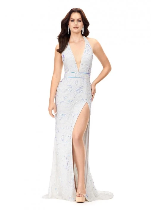 Ashley Lauren 11283 Beaded Deep V Halter Gown 3 Ashley Lauren 11283 Beaded Deep V Halter Gown