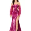 Ashley Lauren 11301 Feather Sleeve Cutout Sequin Gown -Outlet Prom Dresses Store 11301 Ashley Lauren Prom Dress S23 508x705