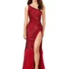 Ashley Lauren 11350 Striking Beaded Gown With Feathers