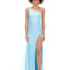 Ashley Lauren 11371 One Shoulder Sequin Gown With Cape