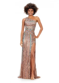 Ashley Lauren 11372 Aztec Inspired Beaded Gown