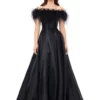 Ashley Lauren 11382 Feather Off Shoulder A-Line Gown -Outlet Prom Dresses Store 11382 Ashley Lauren Prom Dress S23 508x705