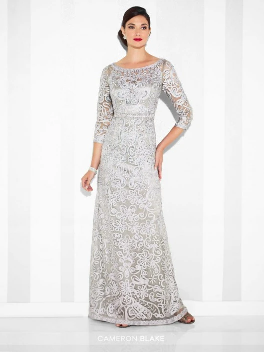 Cameron Blake By Mon Cheri Cameron Blake 115604SL Ribbon On Tulle Gown With Sleeves 3 Cameron Blake By Mon Cheri Cameron Blake 115604SL Ribbon On Tulle Gown With Sleeves