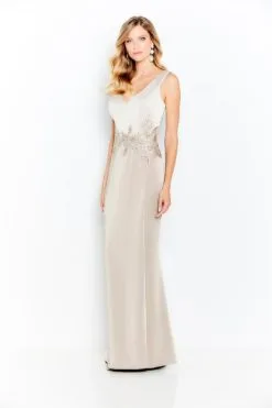 Cameron Blake By Mon Cheri Size 10 Champagne/Latte Cameron Blake 120611 Sleek Satin Mothers Gown