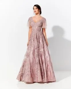 Ivonne D For Mon Cheri Size 16 Dusty Rose Ivonne D 120D10 Lace Gown With Separate Sleeves