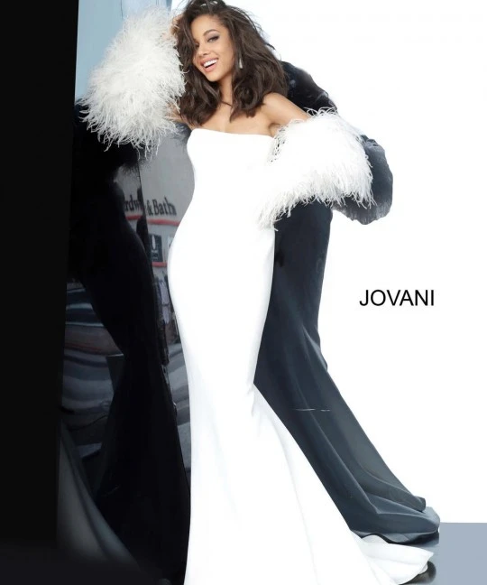 Jovani 1226 Gown With Separate Feather Sleeves 3 Jovani 1226 Gown With Separate Feather Sleeves