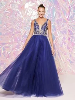 Studio 17 By House Of Wu Studio 17 12766 Gold Beaded V Neck Prom Dress