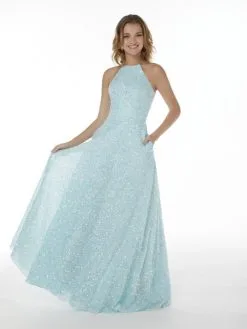 Studio 17 By House Of Wu Studio 17 12859 Shimmer Sequin Halter Prom Dress