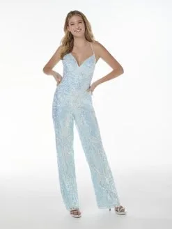 Studio 17 By House Of Wu Studio 17 12877 Floral Liquid Sequin Jumpsuit