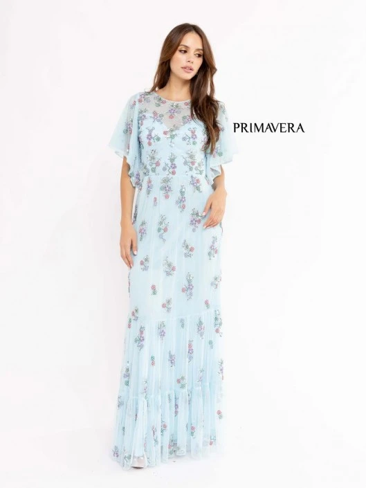 Primavera Couture Primavera 13108 Floral Flutter Sleeve Mother Of Bride Dress 3 Primavera Couture Primavera 13108 Floral Flutter Sleeve Mother Of Bride Dress