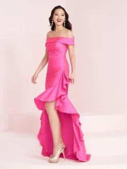 Panoply By House Of Wu Panoply 14005 Ruffle High Low Spandex Gown