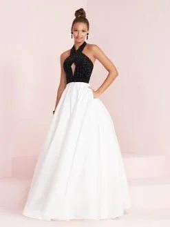 Panoply By House Of Wu Panoply 14028 Velvet Halter And Satin Gown