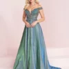 Panoply By House Of Wu Panoply 14042 Beaded Off Shoulder Shimmer Gown