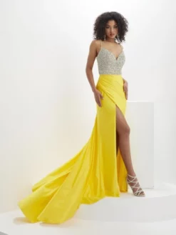 Panoply By House Of Wu Panoply 14131 AB Bodice Draped Slit Gown