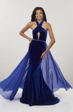 Panoply By House Of Wu Panoply 14920 Velvet Keyhole Gown With Optional Overskirt