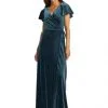 After Six 1538 Velvet Flutter Sleeve Bridesmaid Dress