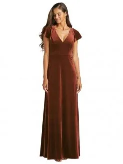 After Six 1540 Velvet Flutter Sleeve Bridesmaid Dress