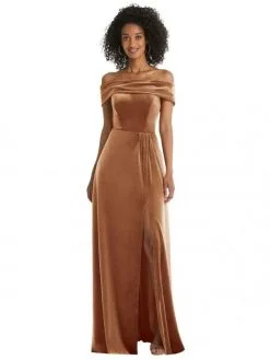 After Six 1554 Off Shoulder Velvet Bridesmaid Dress