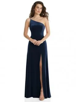 After Six 1556 Velvet One Shoulder Bridesmaid Dress