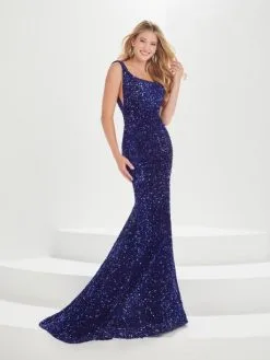 Christina Wu Prom Tiffany Designs 16008 Velvet Sequin Square Neck Gown