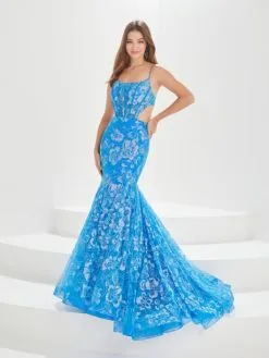 Christina Wu Prom Tiffany Designs 16011 Floral Glitter Mermaid Dress