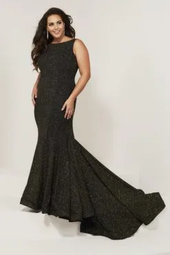 Tiffany Designs 16377 Plus Size Sparkling Trumpet Dress