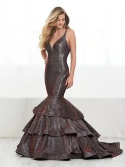 Tiffany Designs 16416 Metallic Satin Mermaid Dress